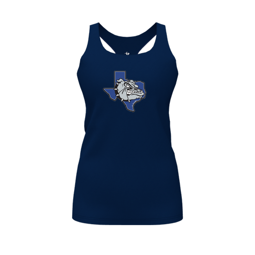 [CUS-DFW-RCBK-PER-NVY-FYS-LOGO1] Racerback Tank Top (Female Youth S, Navy, Logo 1)
